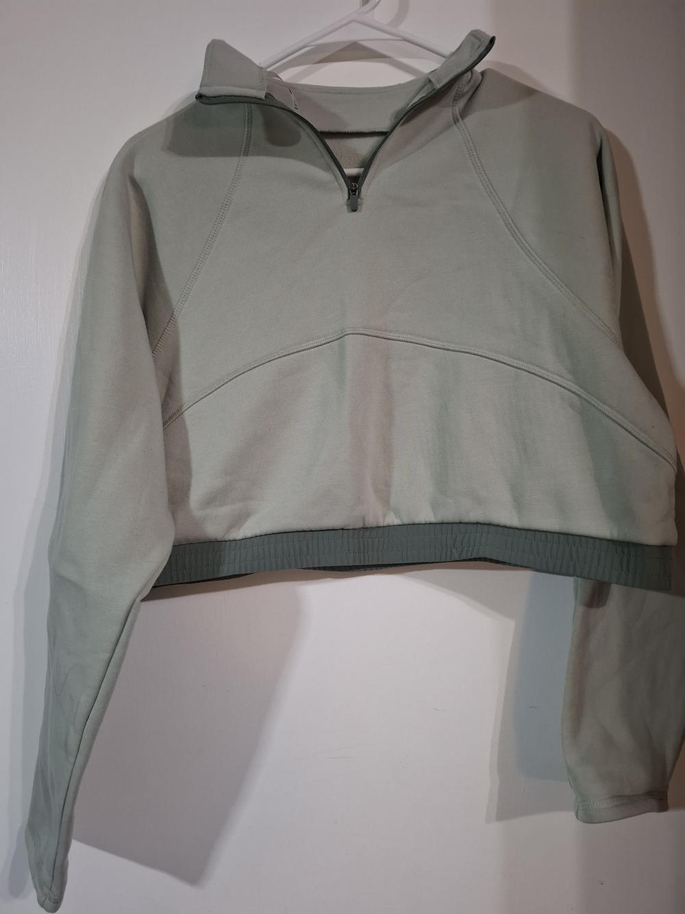 MTA Sport Sage Green Cropped Half-Zip Hoodie